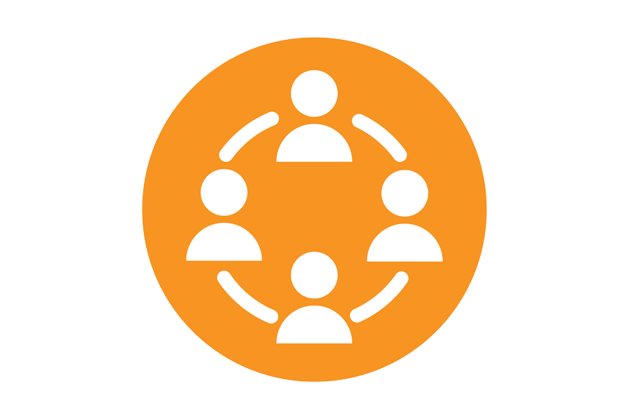 Icon of people connected in a circle.